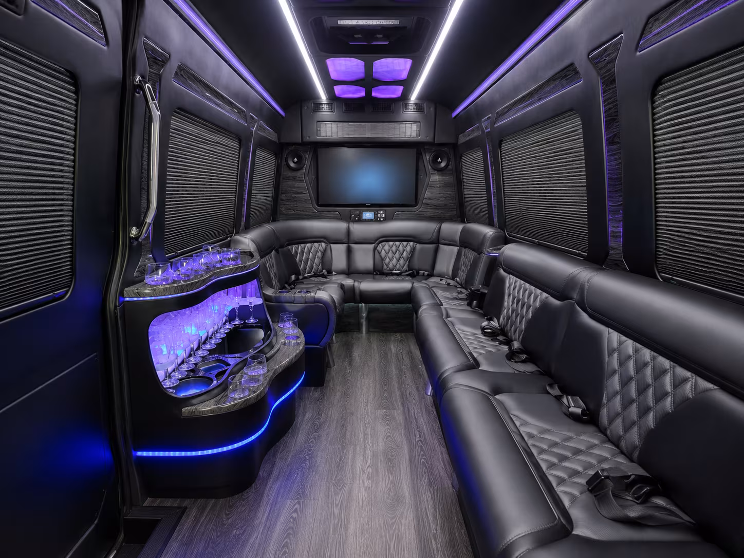 lynwood 30 passenger party bus inside