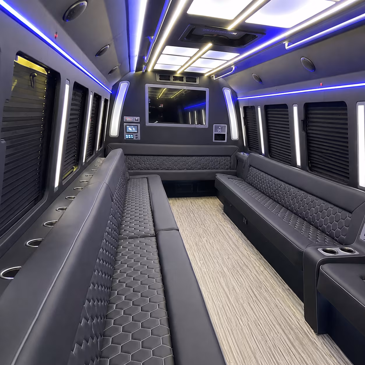 lynwood 40 passenger party bus inside