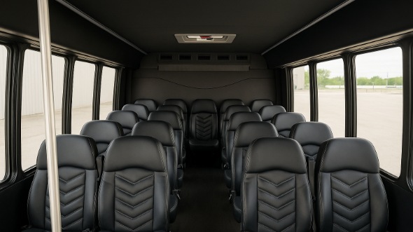 Interior of Charter Bus Company Lakewood's 20 Passenger Mini bus in Lakewood