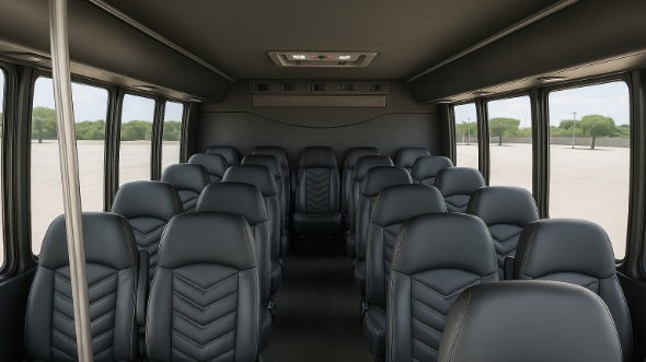 Interior of Charter Bus Company Lakewood's 28 Passenger Mini bus in Lakewood