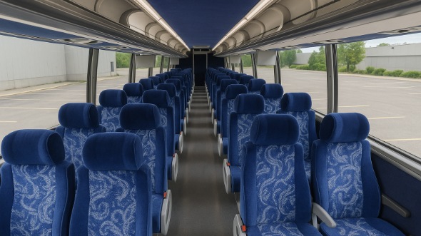 Interior of Charter Bus Company Bellflower's 50 Passenger Charter Bus in Bellflower