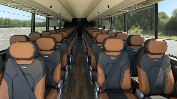 Interior of Charter Bus Company Compton's 54 Passenger Charter Bus in Compton