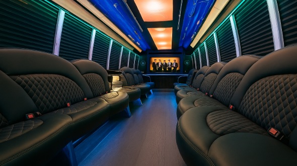 Interior of Charter Bus Company Norwalk's Party Bus in Norwalk