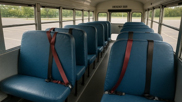Interior of Charter Bus Company Compton's School Bus in Compton